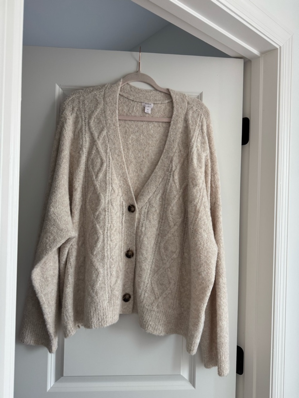 Auden Cream Cable Knit Button-Front Cardigan